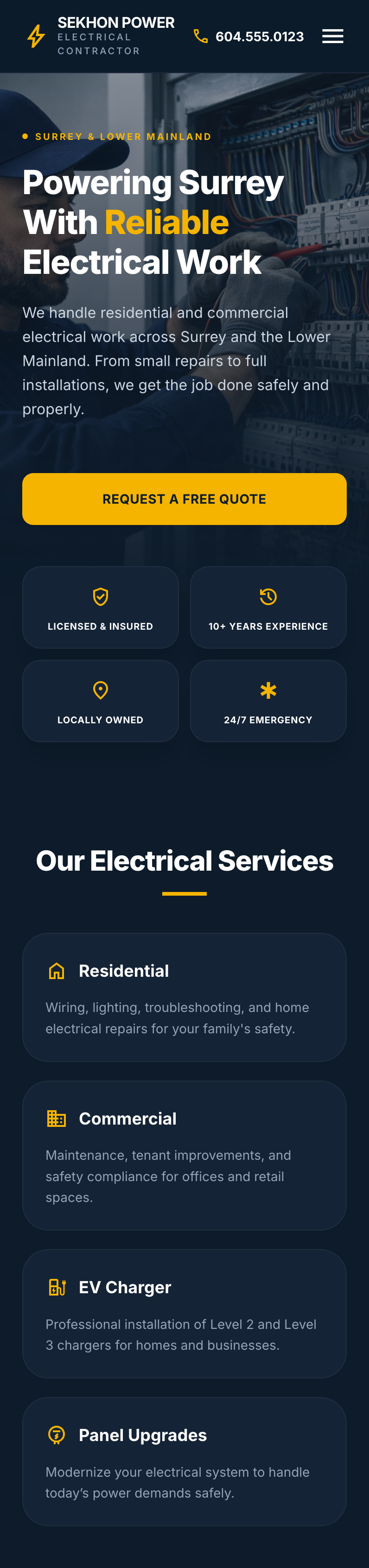 Sekhon Power homepage mobile screenshot