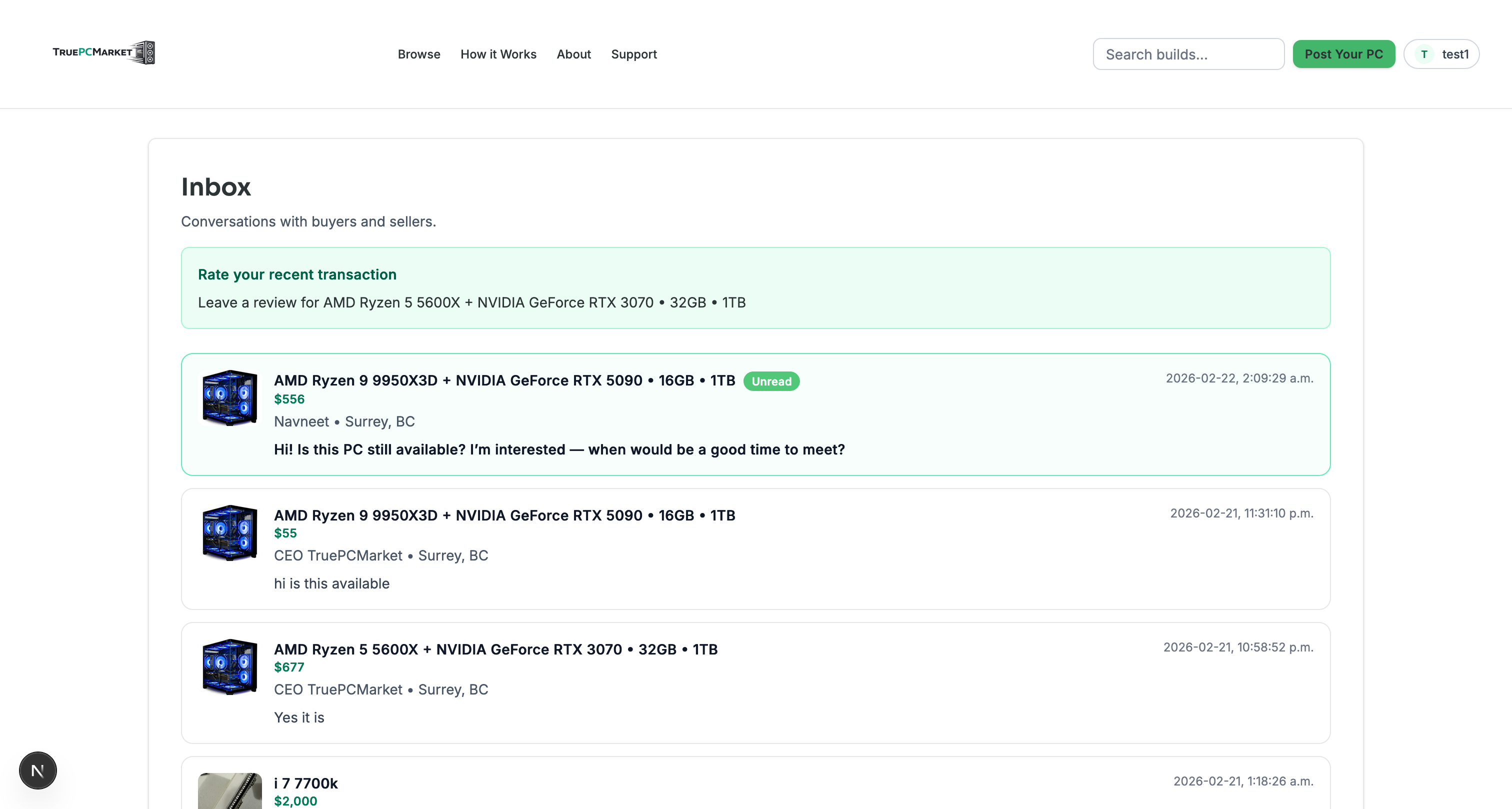 TruePCMarket categories desktop screenshot