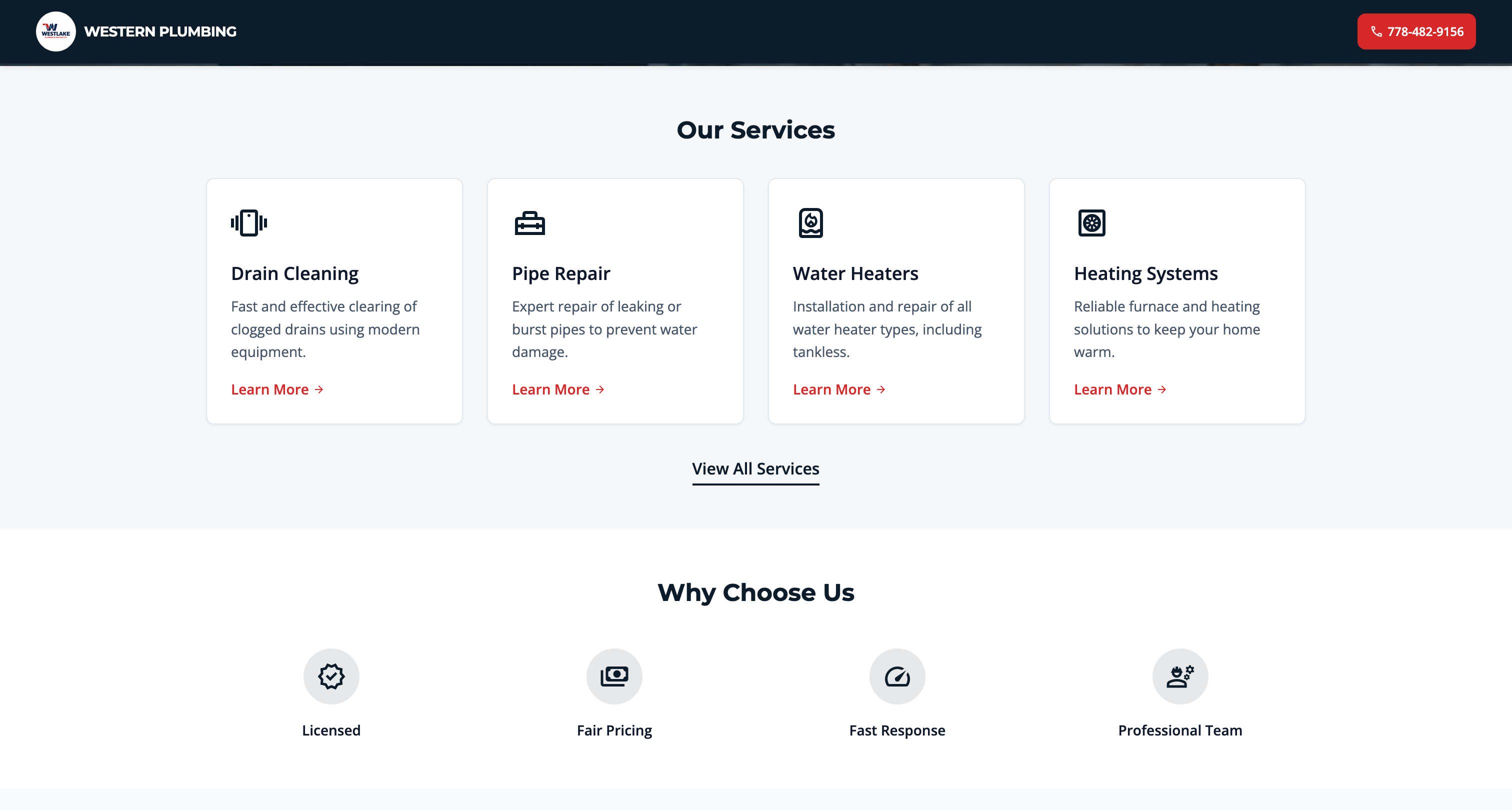 Western Plumbing search desktop screenshot